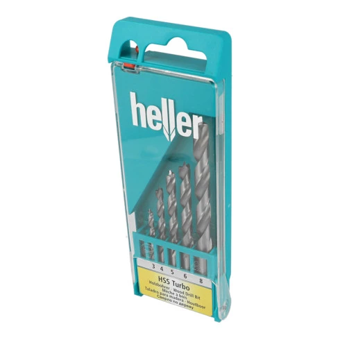 Heller Perceuse à Bois HSS Turbo, Tige Ronde, Jeu De 5 Pièces De Diamètre 3/4/5/6/8 Mm 2 Heller Perceuse à Bois HSS Turbo, Tige Ronde, Jeu De 5 Pièces De Diamètre 3/4/5/6/8 Mm – Image 2